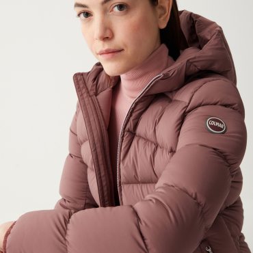 Stretch down jacket with hood