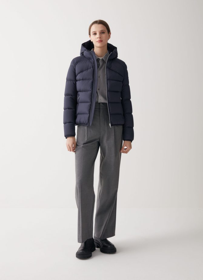 Stretch down jacket with hood