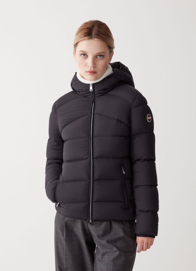 Stretch down jacket with hood