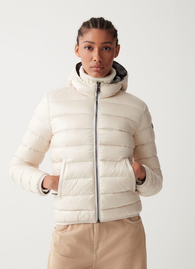 Iridescent down jacket with fixed hood - Image 3