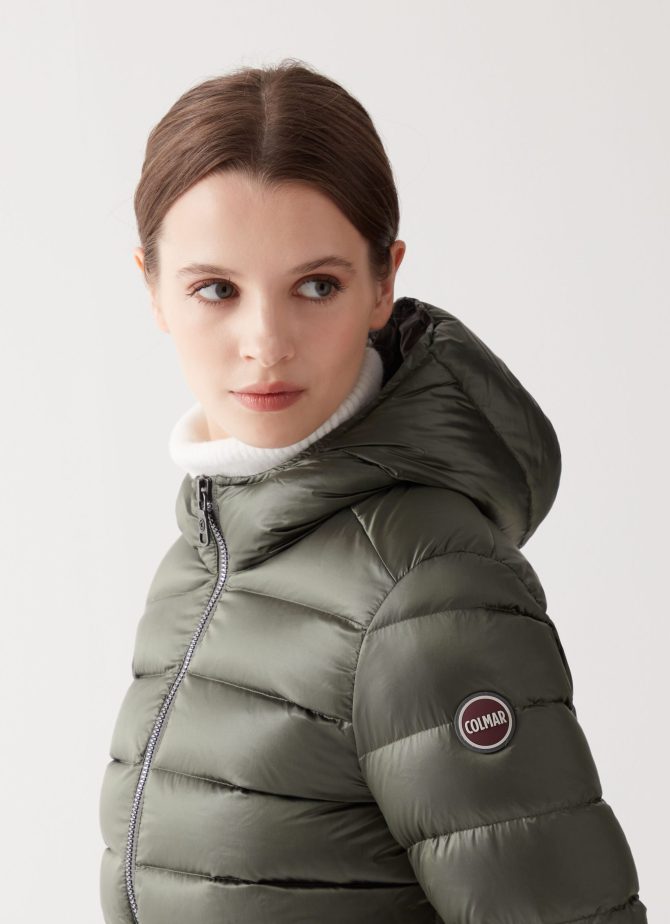 Iridescent down jacket with fixed hood - Image 3