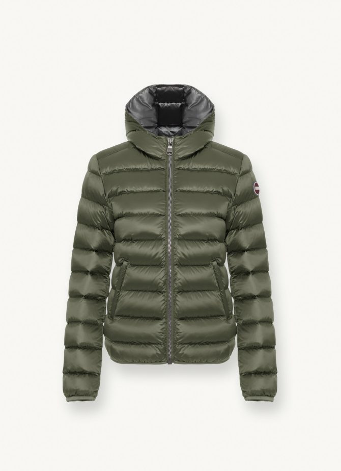 Iridescent down jacket with fixed hood - Image 4