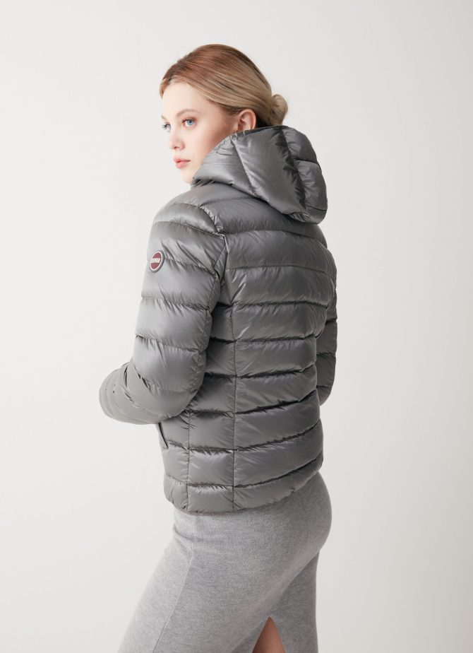 Iridescent down jacket with fixed hood - Image 3