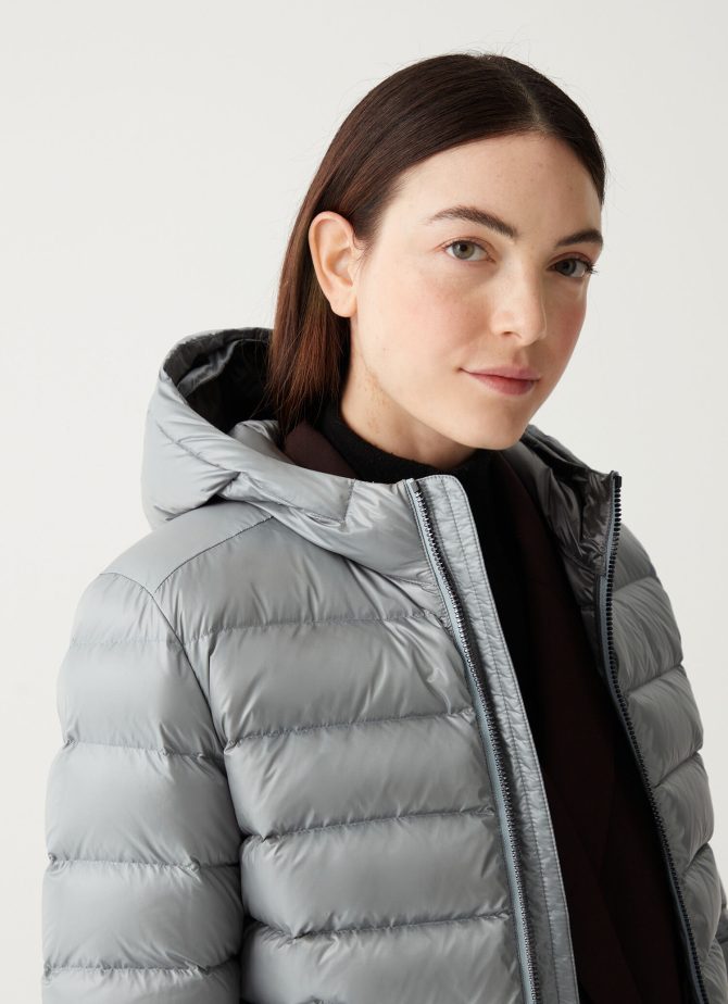 Iridescent down jacket with fixed hood - Image 3