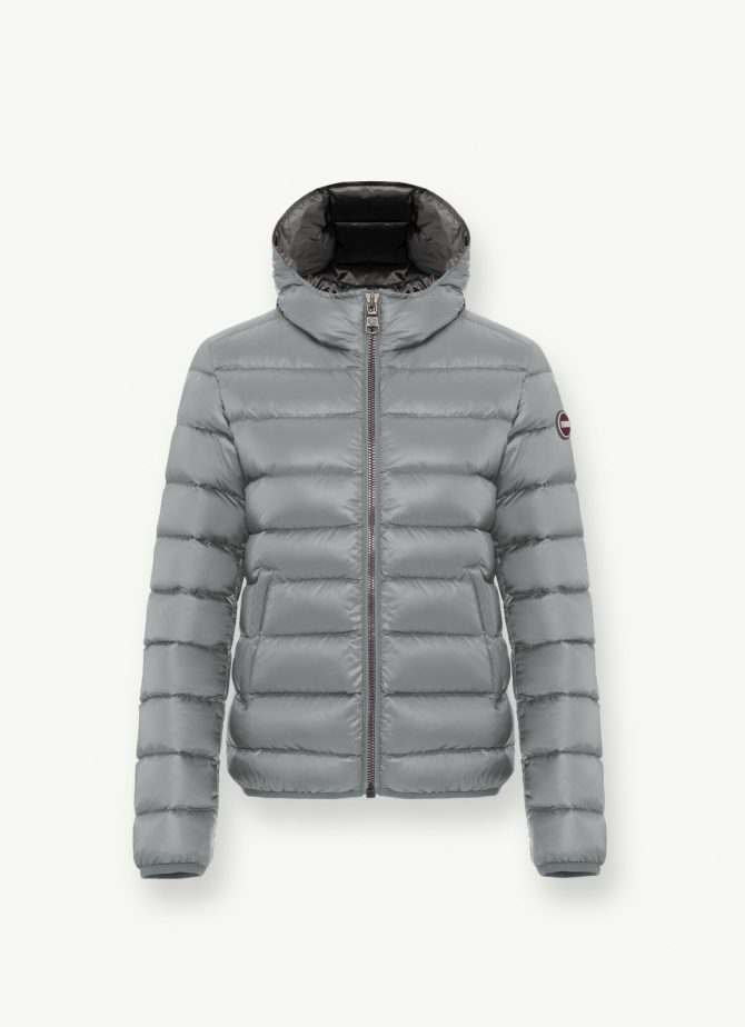 Iridescent down jacket with fixed hood - Image 4