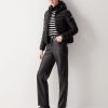 Iridescent down jacket with fixed hood