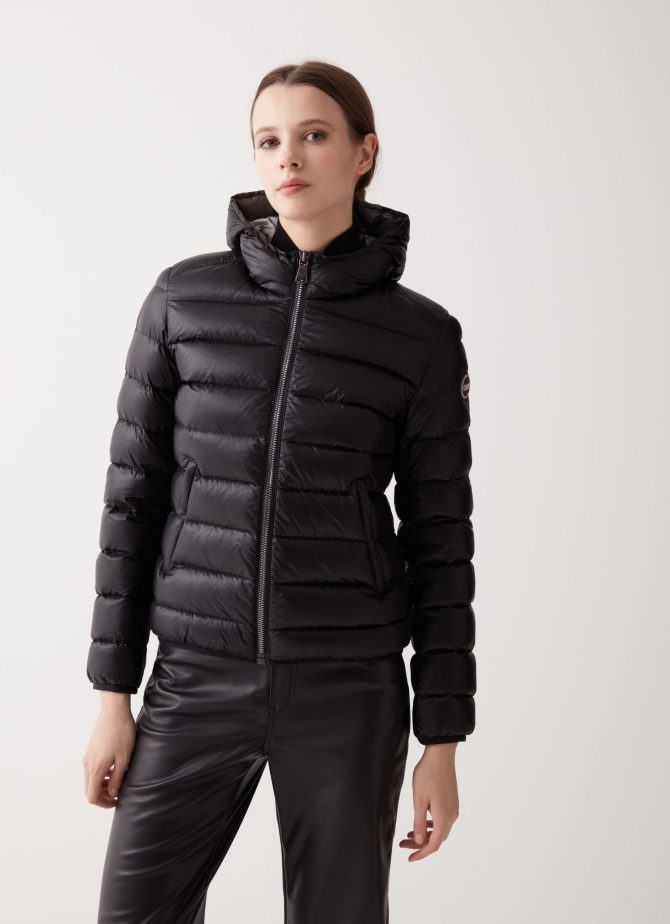 Iridescent down jacket with fixed hood - Image 2