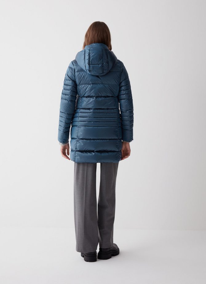 Long iridescent down jacket with detachable hood - Image 3