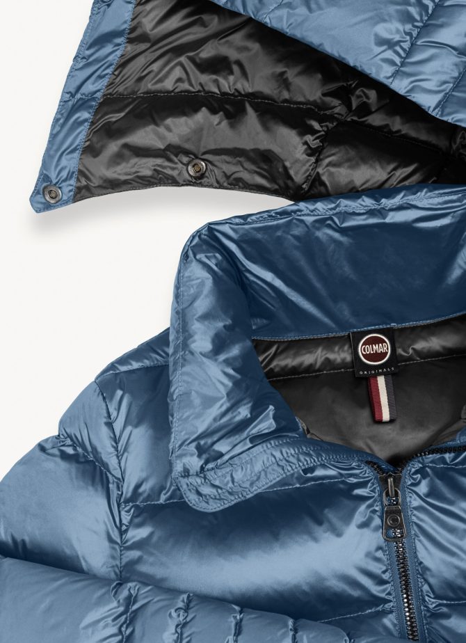 Long iridescent down jacket with detachable hood - Image 6