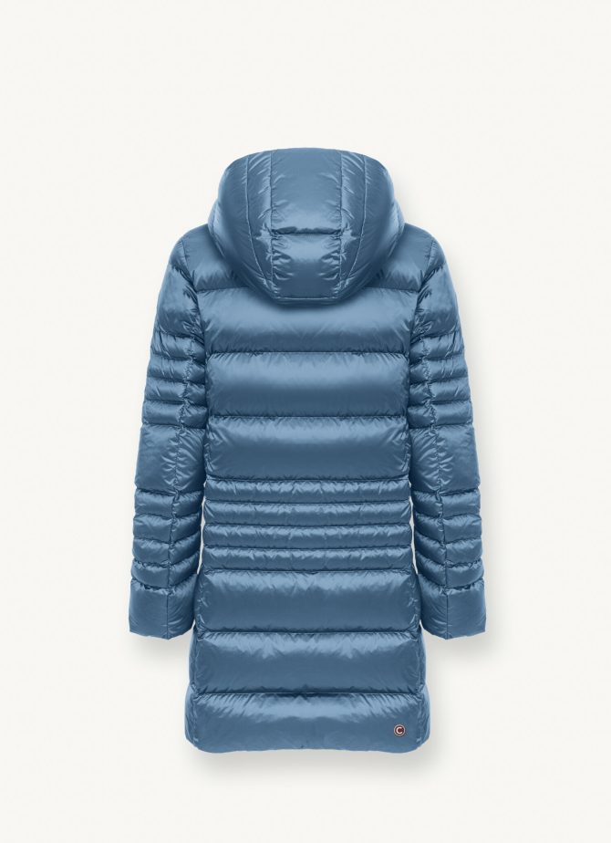 Long iridescent down jacket with detachable hood - Image 5