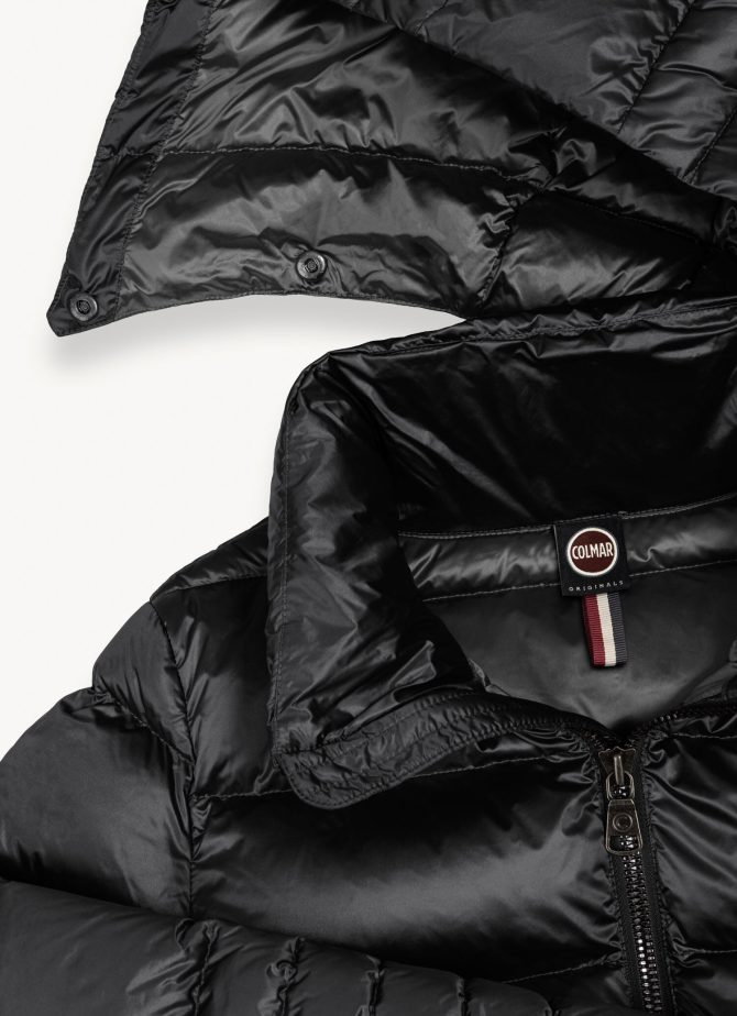 Long iridescent down jacket with detachable hood - Image 6