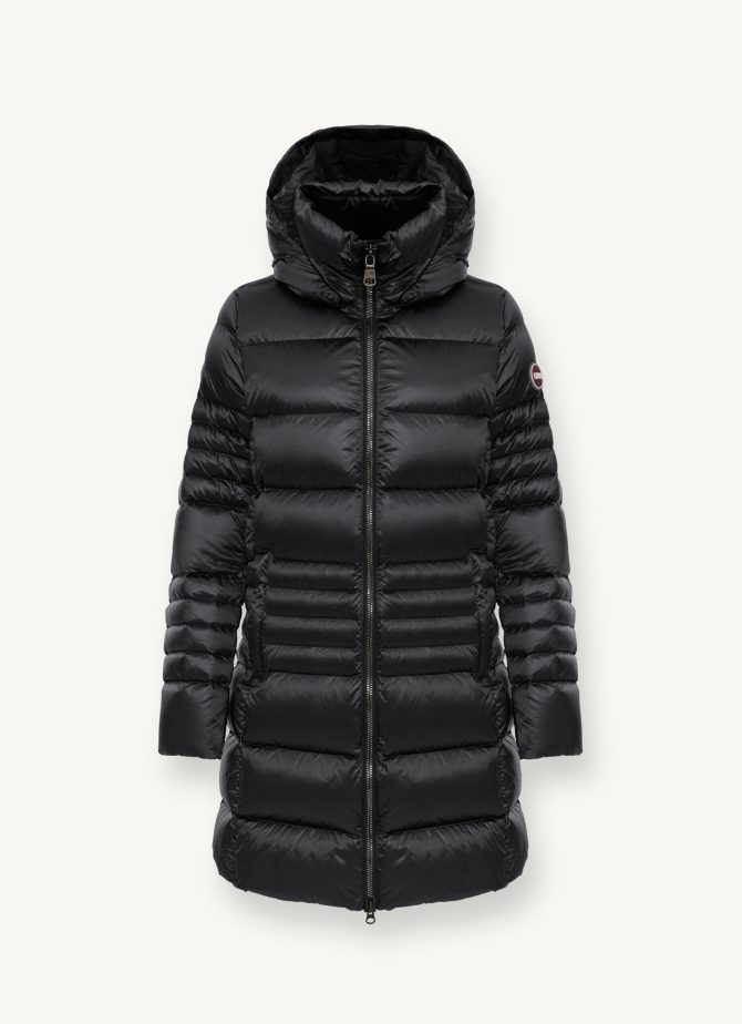Long iridescent down jacket with detachable hood - Image 4