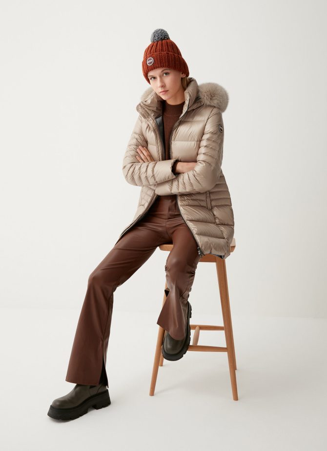 Longline iridescent recycled fabric down jacket