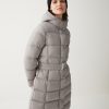 Long, stretch down jacket with belt - Image 3