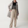 Long, stretch down jacket with belt