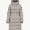 Long, stretch down jacket with belt - Image 4