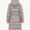 Long, stretch down jacket with belt - Image 5