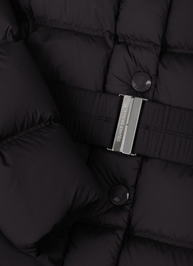 Long, stretch down jacket with belt - Image 6