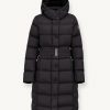 Long, stretch down jacket with belt - Image 4