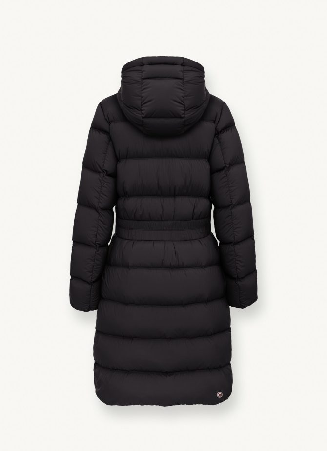 Long, stretch down jacket with belt - Image 5