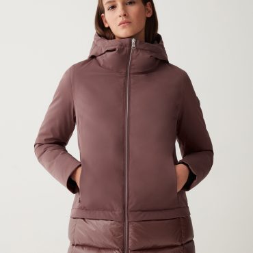 Long down jacket in 3-layer fabric