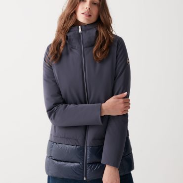Long down jacket in 3-layer fabric