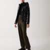 Down jacket with fixed hood in shiny fabric - Image 2