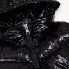 Down jacket with fixed hood in shiny fabric - Image 6