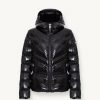 Down jacket with fixed hood in shiny fabric - Image 4