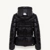 Down jacket with fixed hood in shiny fabric - Image 5