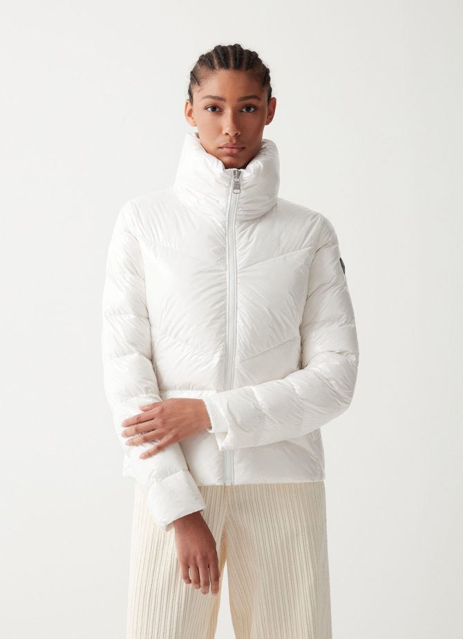 Down jacket with high collar in shiny fabric - Image 2