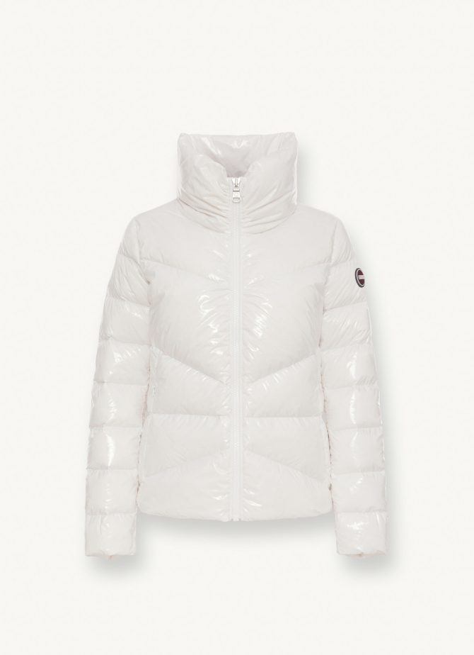 Down jacket with high collar in shiny fabric - Image 4