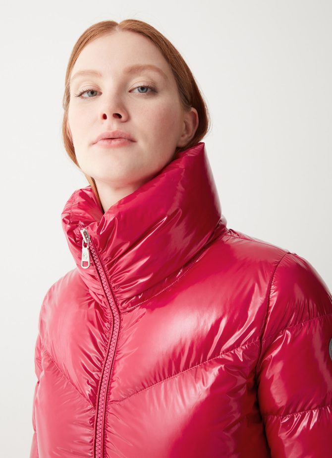 Down jacket with high collar in shiny fabric - Image 3