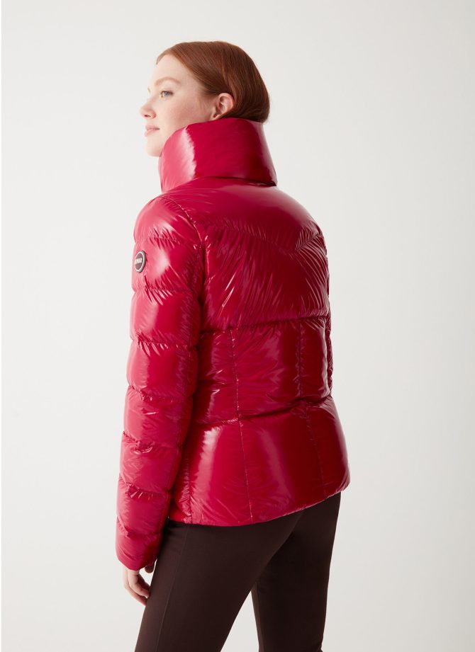 Down jacket with high collar in shiny fabric - Image 2