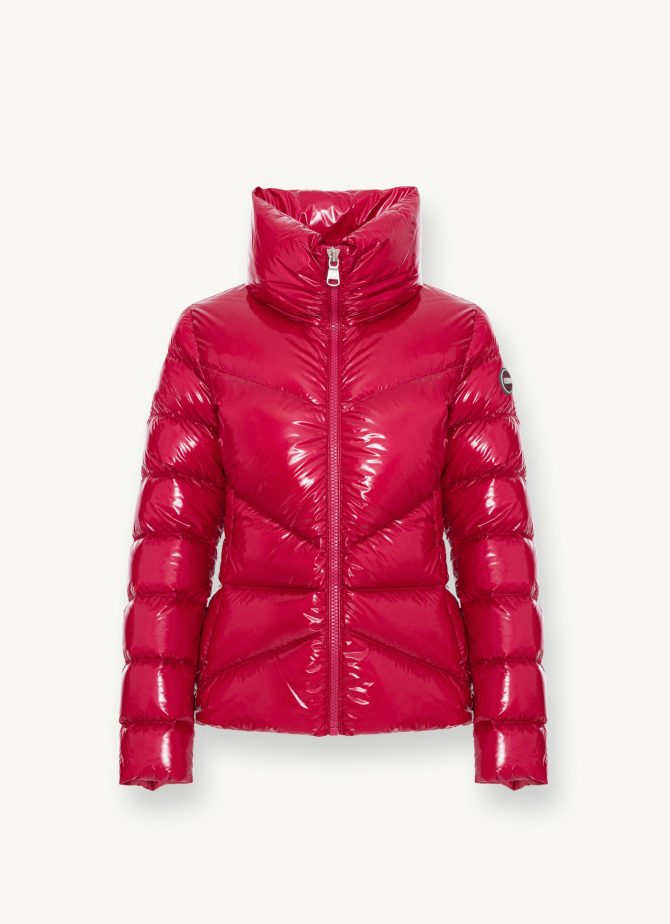 Down jacket with high collar in shiny fabric - Image 4