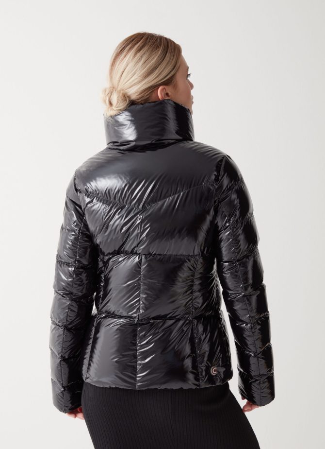 Down jacket with high collar in shiny fabric - Image 3