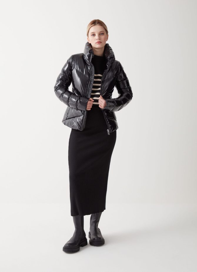 Down jacket with high collar in shiny fabric - Image 2