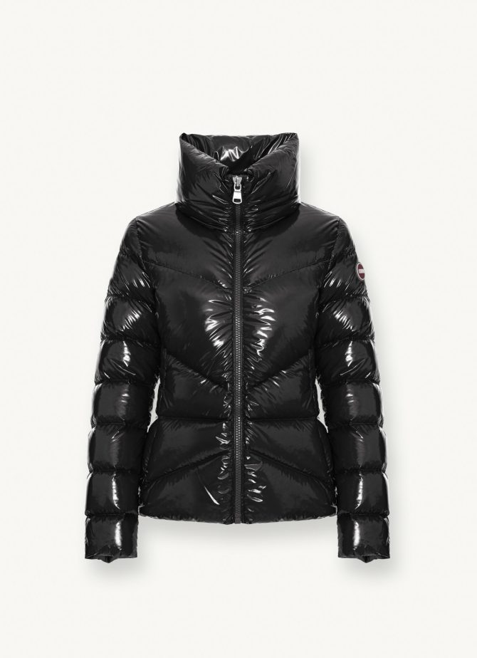 Down jacket with high collar in shiny fabric - Image 4
