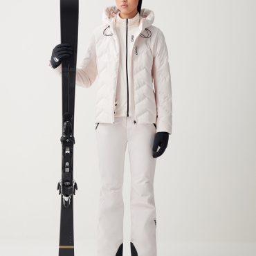 Stretch ski jacket with wide hood-collar