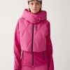 Stretch ski gilet with wide hood-collar