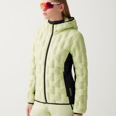 Down jacket with fixed hood