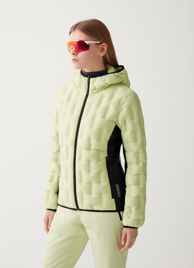 Down jacket with fixed hood