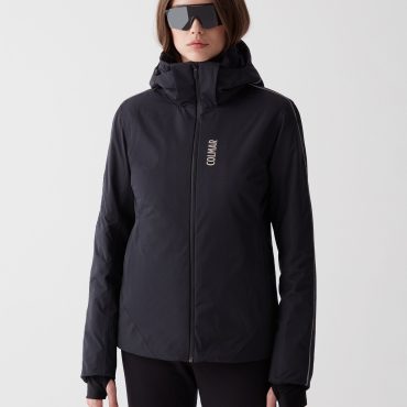Ski jacket with hood and silver profile