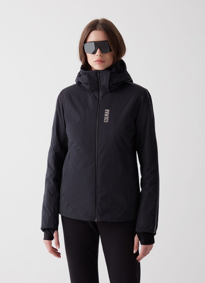 Ski jacket with hood and silver profile