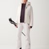 Satin ski jacket with fixed hood