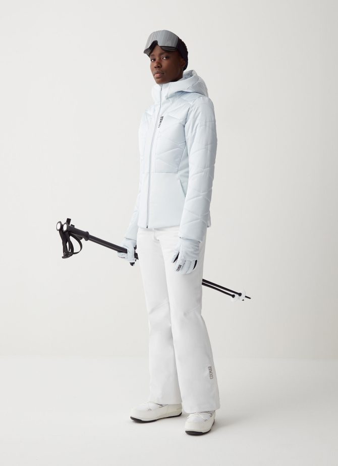 Satin ski jacket with fixed hood