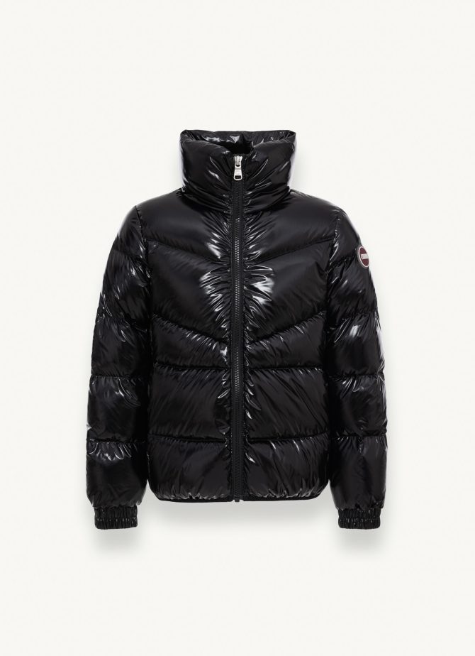 Hooded down jacket in super shiny fabric - Image 4