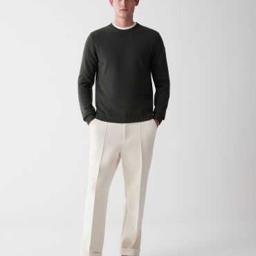 Round-neck wool and cashmere pullover