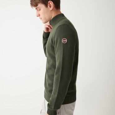 Wool and cashmere half-zip polo-neck