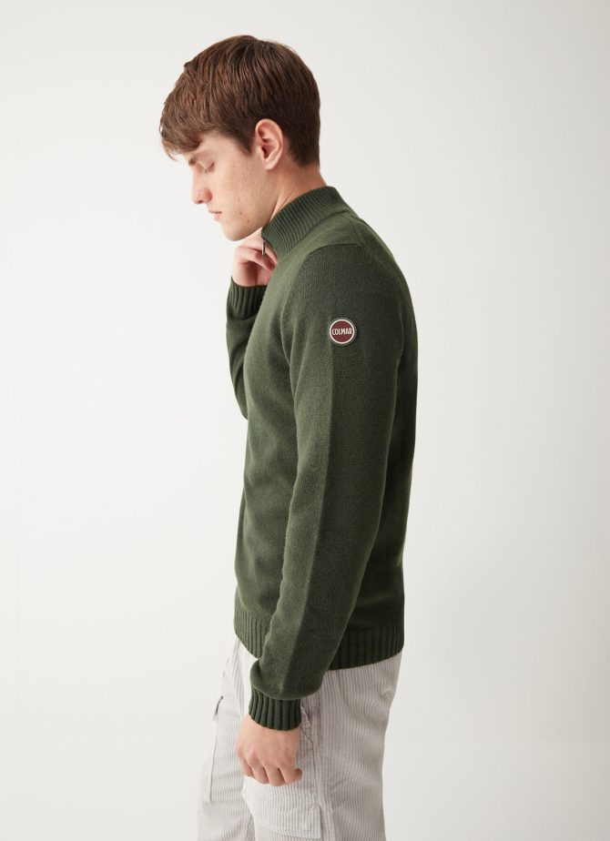 Wool and cashmere half-zip polo-neck